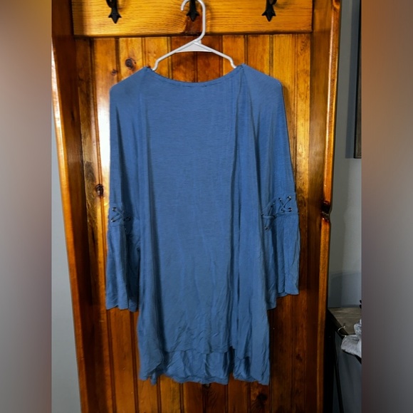 Haute Hippie Tribe Knit Top w/ Bell Sleeves & Lace Detail Slate Blush size 1X - Picture 4 of 4